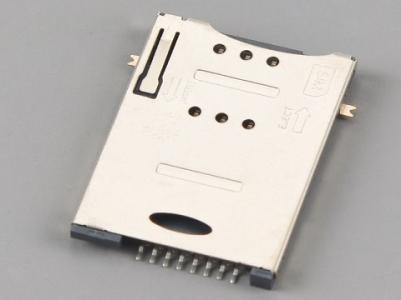 सिम कार्ड कनेक्टर, पुश पुश, 6P+2P,H1.85mm, पोस्ट के बिना KLS1-SIM-086
